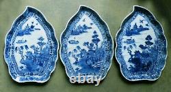 Qianlong Blue/White Leaf Shaped Dish. Finely Painted With A Chinese Landscape 1