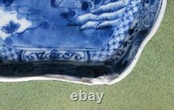 Qianlong Blue/White Leaf Shaped Dish. Finely Painted With A Chinese Landscape 2