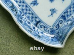 Qianlong Blue/White Leaf Shaped Dish. Finely Painted With A Chinese Landscape 2