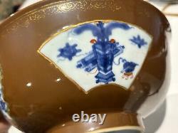 Qing Kangxi Batavia Brown Blue And White Wucai Bowl