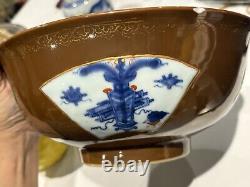 Qing Kangxi Batavia Brown Blue And White Wucai Bowl