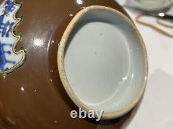 Qing Kangxi Batavia Brown Blue And White Wucai Bowl