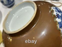 Qing Kangxi Batavia Brown Blue And White Wucai Bowl