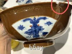 Qing Kangxi Batavia Brown Blue And White Wucai Bowl