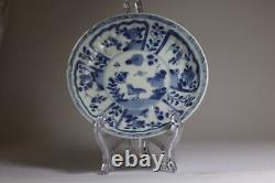 Qing Yongzheng Export Blue & White China Saucer Bird-with-Insect c1725