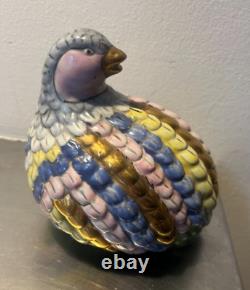 Quail Toyo Figurine Hand-Painted Ceramic Porcelain Bird Pre 1800 SIGNED V. Rare