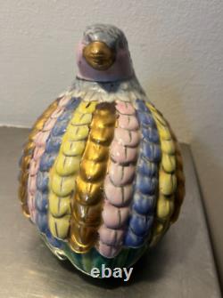 Quail Toyo Figurine Hand-Painted Ceramic Porcelain Bird Pre 1800 SIGNED V. Rare