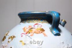 RARE Antique 19th c Sevres Germany Pittu Cherubs Hand Painted Porcelain Jug Vase