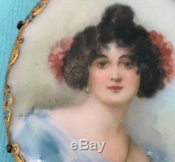 RARE Antique Vintage Porcelain Portrait Brooch Pin Pendent Hand Painted C Clasp