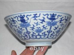 RARE Fine Kangxi / Yongzheng Period BUDDHIST EMBLEMS LOTUS SCROLL Conical Bowl