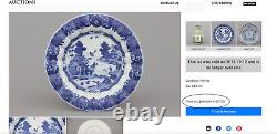 RARE PAIR 18th C. ANTIQUE CHINESE PORCELAIN LOBED BLUE & WHITE DISHES QIANLONG