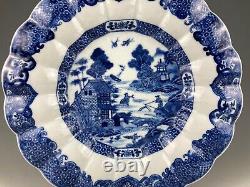 RARE PAIR 18th C. ANTIQUE CHINESE PORCELAIN LOBED BLUE & WHITE DISHES QIANLONG