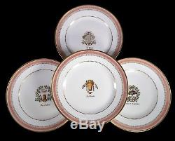 RARE and UNIQUE Set of Four Sevres Porcelain Hand Painted Plates Poetry Fish