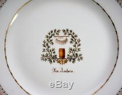 RARE and UNIQUE Set of Four Sevres Porcelain Hand Painted Plates Poetry Fish