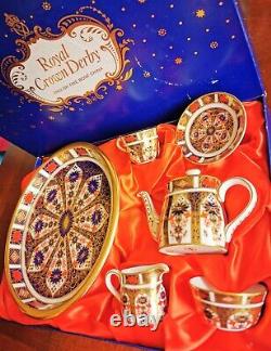 ROYAL CROWN DERBY IMARI 1128 MINIATURE TEA Coffee SET Hand Painted & 22K Gold