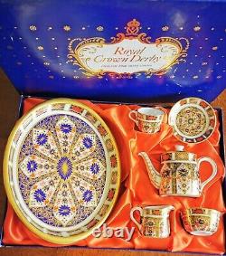 ROYAL CROWN DERBY IMARI 1128 MINIATURE TEA Coffee SET Hand Painted & 22K Gold