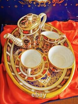 ROYAL CROWN DERBY IMARI 1128 MINIATURE TEA Coffee SET Hand Painted & 22K Gold