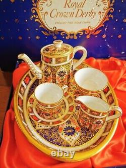ROYAL CROWN DERBY IMARI 1128 MINIATURE TEA Coffee SET Hand Painted & 22K Gold