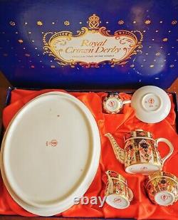 ROYAL CROWN DERBY IMARI 1128 MINIATURE TEA Coffee SET Hand Painted & 22K Gold