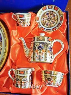 ROYAL CROWN DERBY IMARI 1128 MINIATURE TEA Coffee SET Hand Painted & 22K Gold