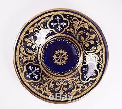 ROYAL VIENNA Cobalt Gold Hand Painted Artist Signed Porcelain Cup and Saucer