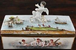 Rare 19th C Dresden Meissen Porcelain Hand Painted Capodimonte Style Casket Box