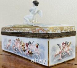 Rare 19th C Dresden Meissen Porcelain Hand Painted Capodimonte Style Casket Box