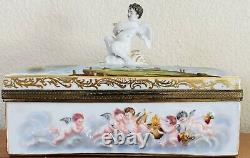 Rare 19th C Dresden Meissen Porcelain Hand Painted Capodimonte Style Casket Box