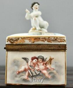 Rare 19th C Dresden Meissen Porcelain Hand Painted Capodimonte Style Casket Box