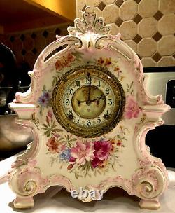 Rare Ansonia La Bretagne Antique Hand Painted Porcelain Clock- Royal Bonn