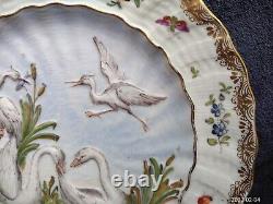 Rare Antique Capodimonte Porcelain Cabinet Plate 21cm Swan Service Meissen Style