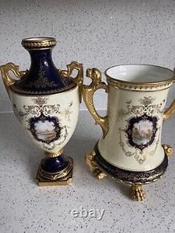 Rare Antique Coalport pair of vases c1750 Hand painted by P H Simpson