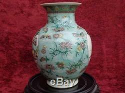 Rare Antique Fine Chinese Yingcai Famille Verte Biscuit Porcelain Vase