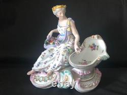 Rare Antique French Paris Charles Levy Porcelain Figurine Table Salt. C1860