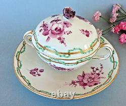 Rare Antique Meissen hand painted covered Cup & Saucer c. 1763-74