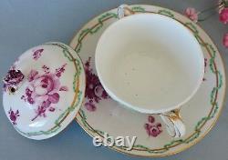 Rare Antique Meissen hand painted covered Cup & Saucer c. 1763-74