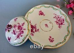 Rare Antique Meissen hand painted covered Cup & Saucer c. 1763-74