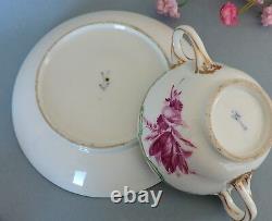 Rare Antique Meissen hand painted covered Cup & Saucer c. 1763-74