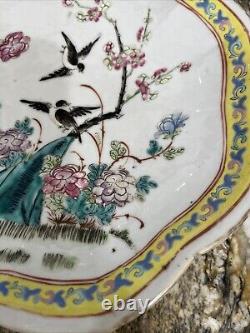 Rare Antique Porcelain Enameled Chinese Hand Painted Famille Octagonal Bowl