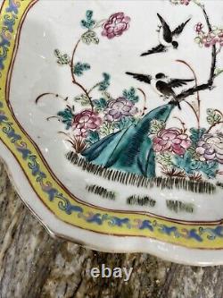 Rare Antique Porcelain Enameled Chinese Hand Painted Famille Octagonal Bowl