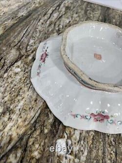 Rare Antique Porcelain Enameled Chinese Hand Painted Famille Octagonal Bowl