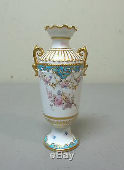 Rare Antique Royal Crown Derby Miniature Hand Painted Porcelain Cabinet Vase