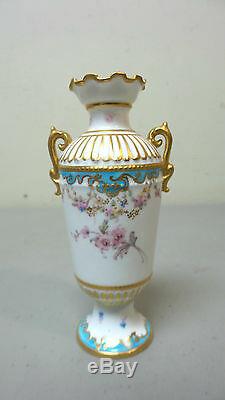 Rare Antique Royal Crown Derby Miniature Hand Painted Porcelain Cabinet Vase