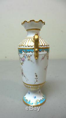 Rare Antique Royal Crown Derby Miniature Hand Painted Porcelain Cabinet Vase