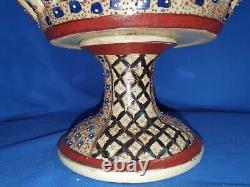 Rare Early 20th C Satsuma Reticulated Pedestal Centrepiece, Central Painting