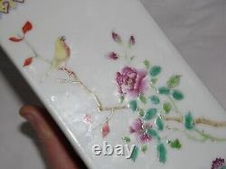 Rare Fine Chinese Republic Period Famille Rose Fencai CONG Vase Birds & Flowers