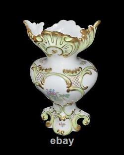 Rare Herend Hand Painted Queen Victoria Green Porcelain Vase