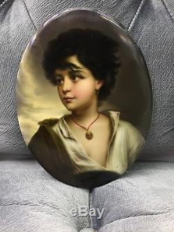 Rare Kpm Porcelain German Hand Painted Porcelain Plaque Lady Portrait