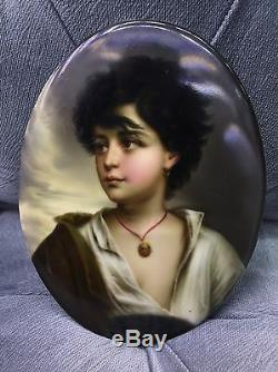 Rare Kpm Porcelain German Hand Painted Porcelain Plaque Lady Portrait