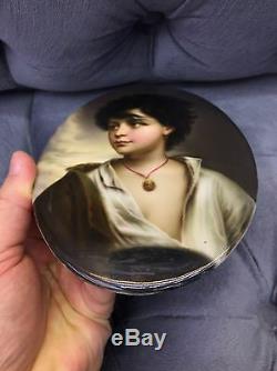 Rare Kpm Porcelain German Hand Painted Porcelain Plaque Lady Portrait